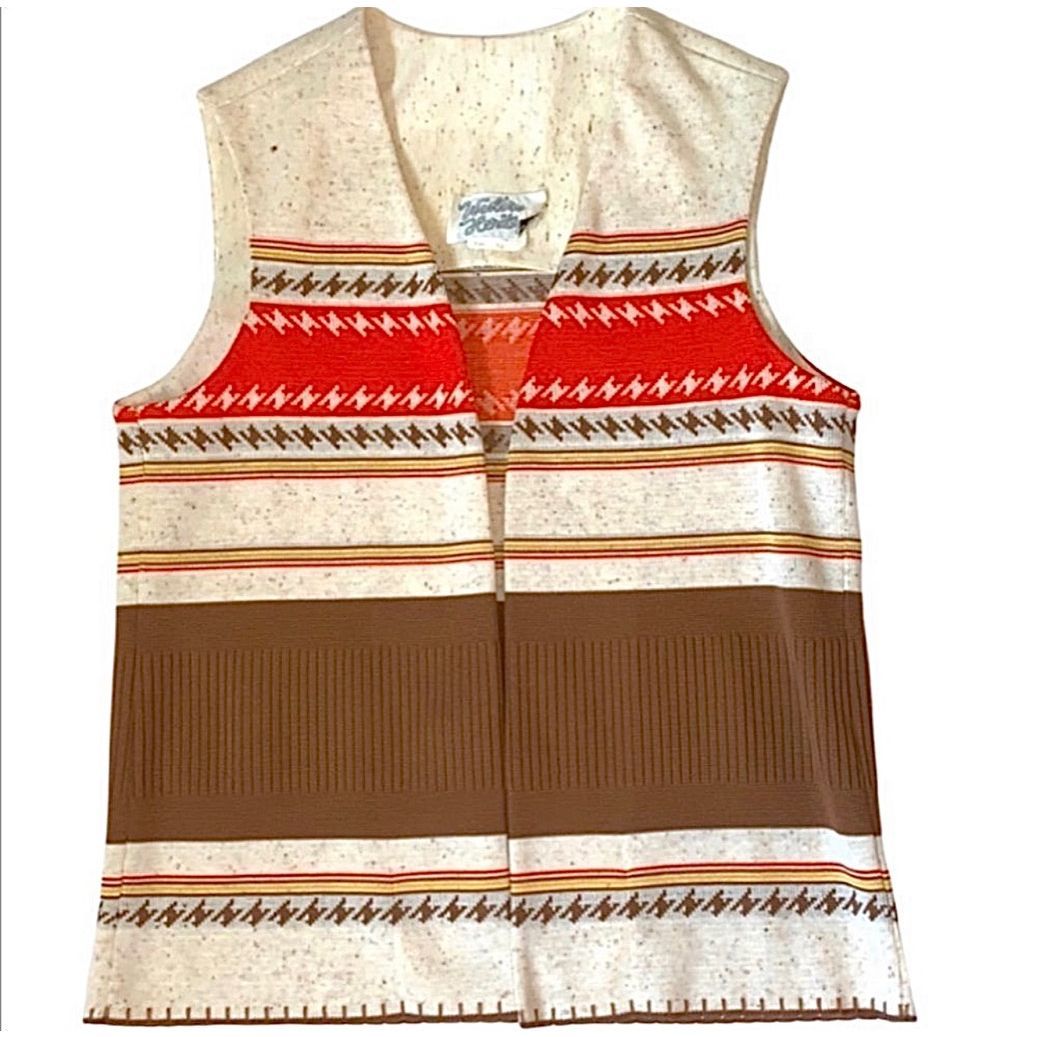 60s Vintage Vest Western Heritage Polyester Vest Size Medium